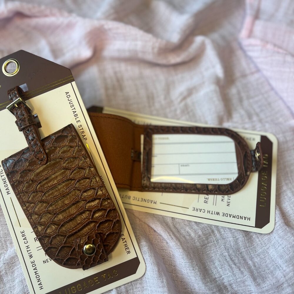 ☀️Core Supply Co. Brown Faux Snake Skin Luggage Tag - Picture 2 of 4